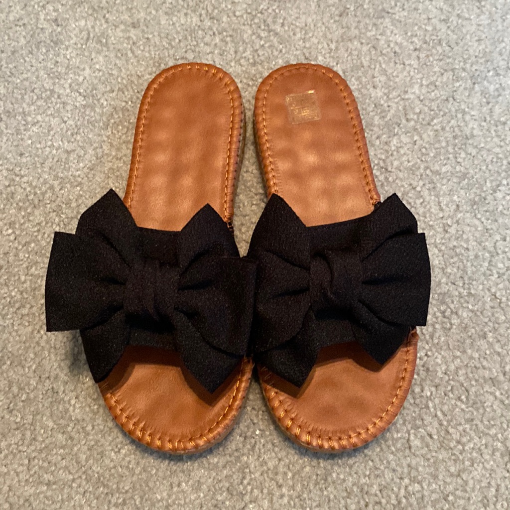 Shein Black Bow Flat Sandals